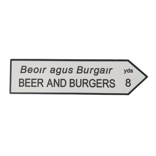 Beers and Burgers Road Sign