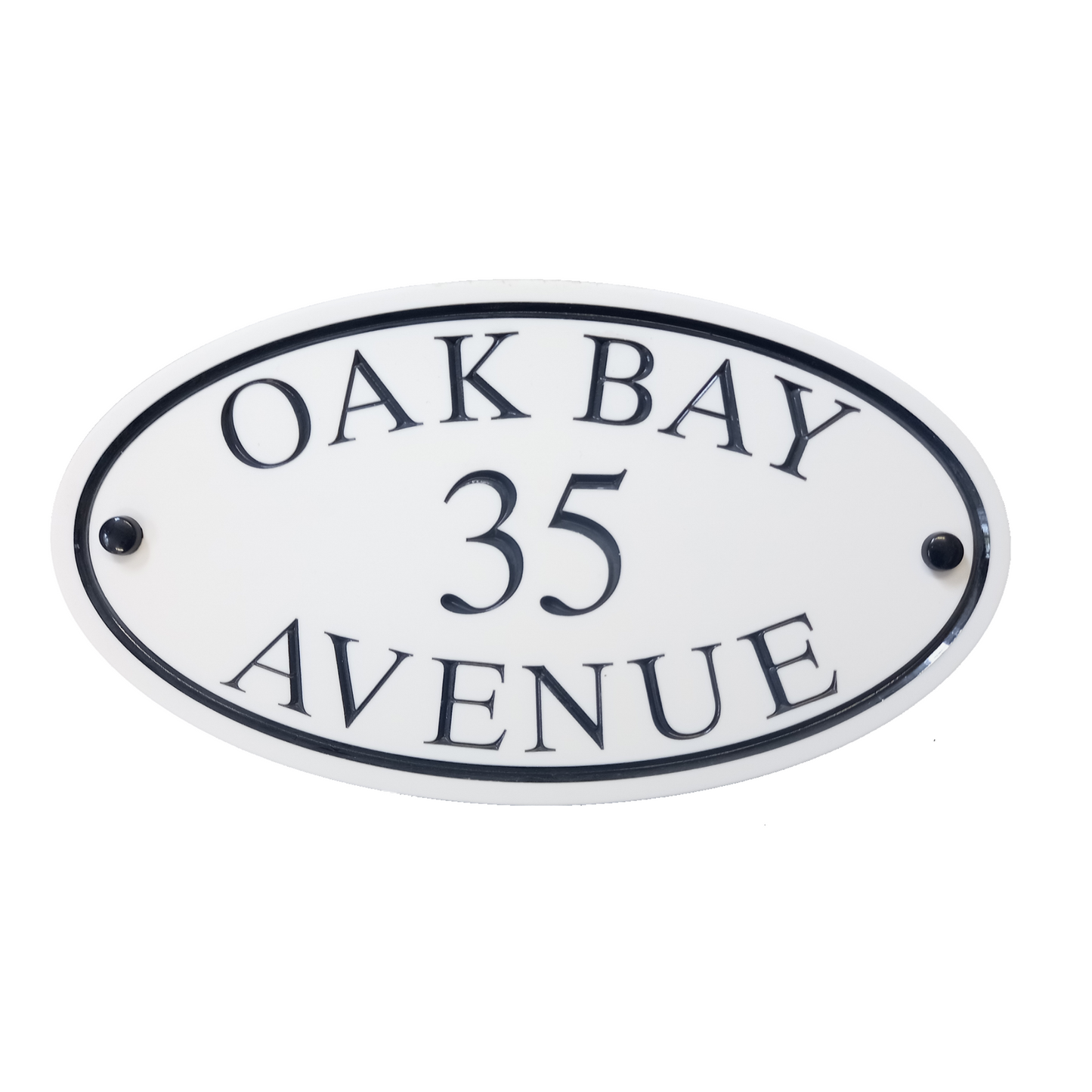 Oval Corian House Sign - White – housenumbers.ie