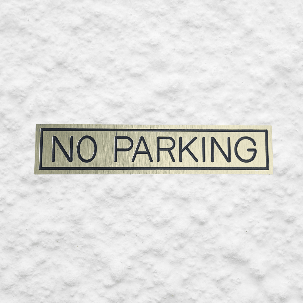 Aluminium "No Parking" Sign - Stick On- Brushed Gold - housenumbers.ie