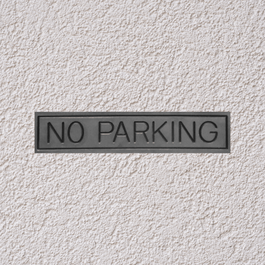 Aluminium "No Parking" Sign - Stick On- Brushed Silver - housenumbers.ie