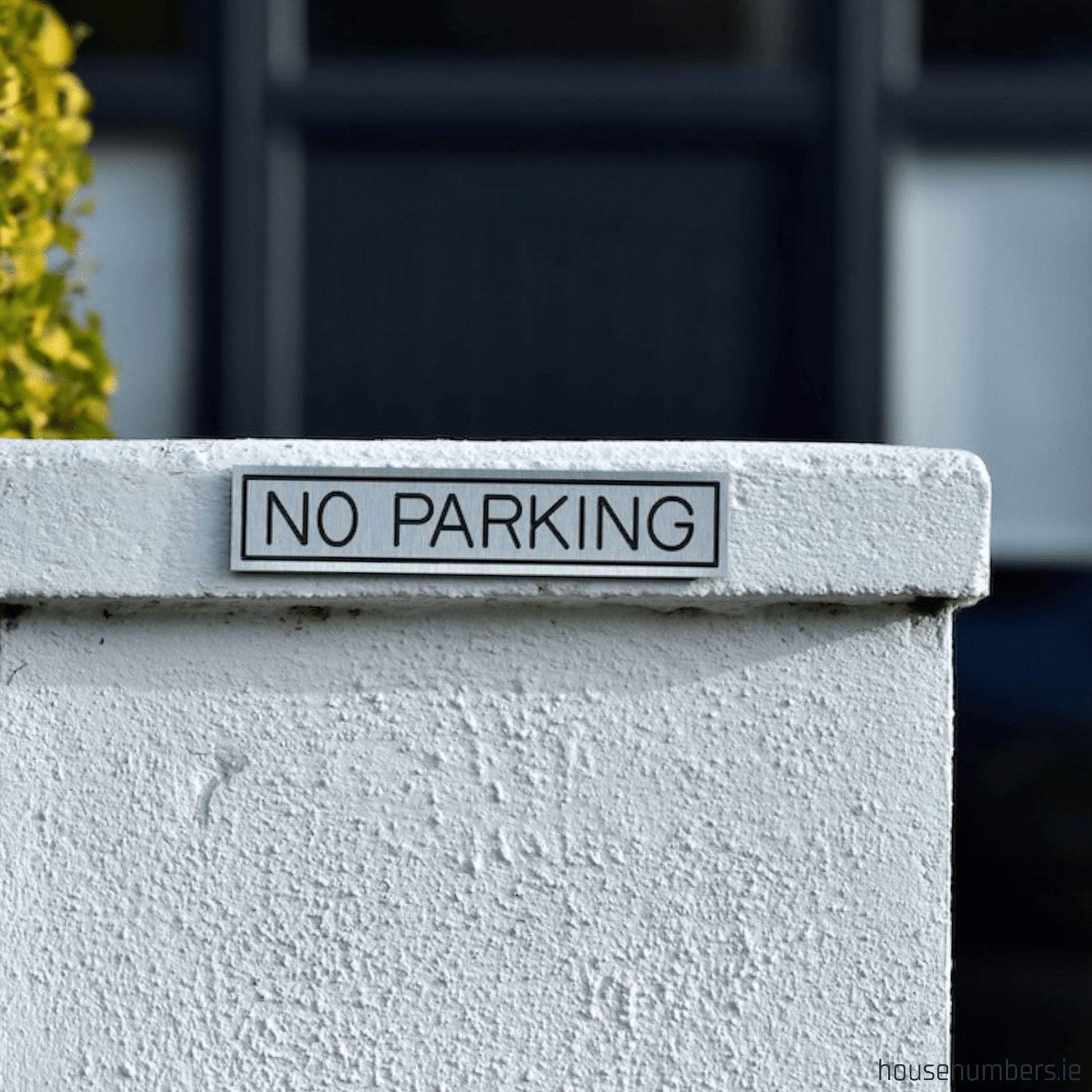 Aluminium "No Parking" Sign - Stick On- Brushed Silver - housenumbers.ie