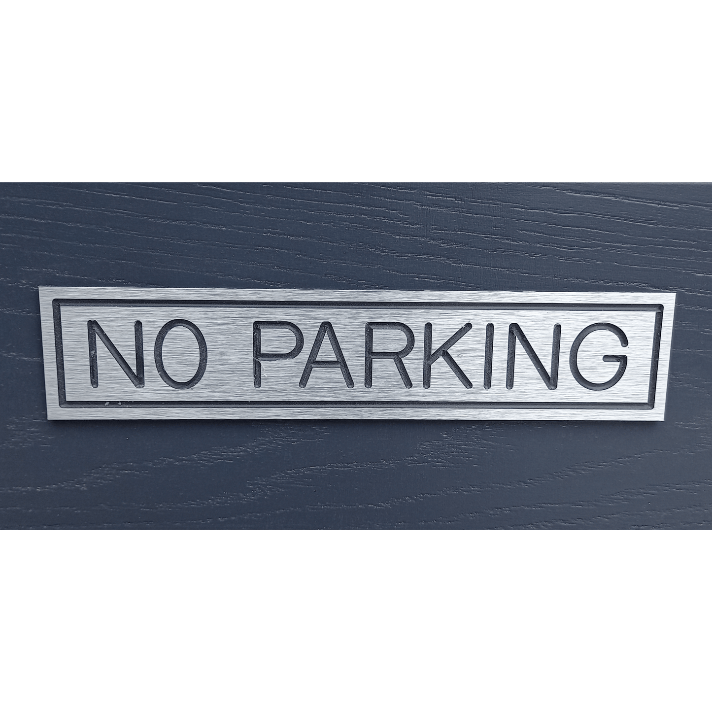 Aluminium "No Parking" Sign - Stick On- Brushed Silver - housenumbers.ie
