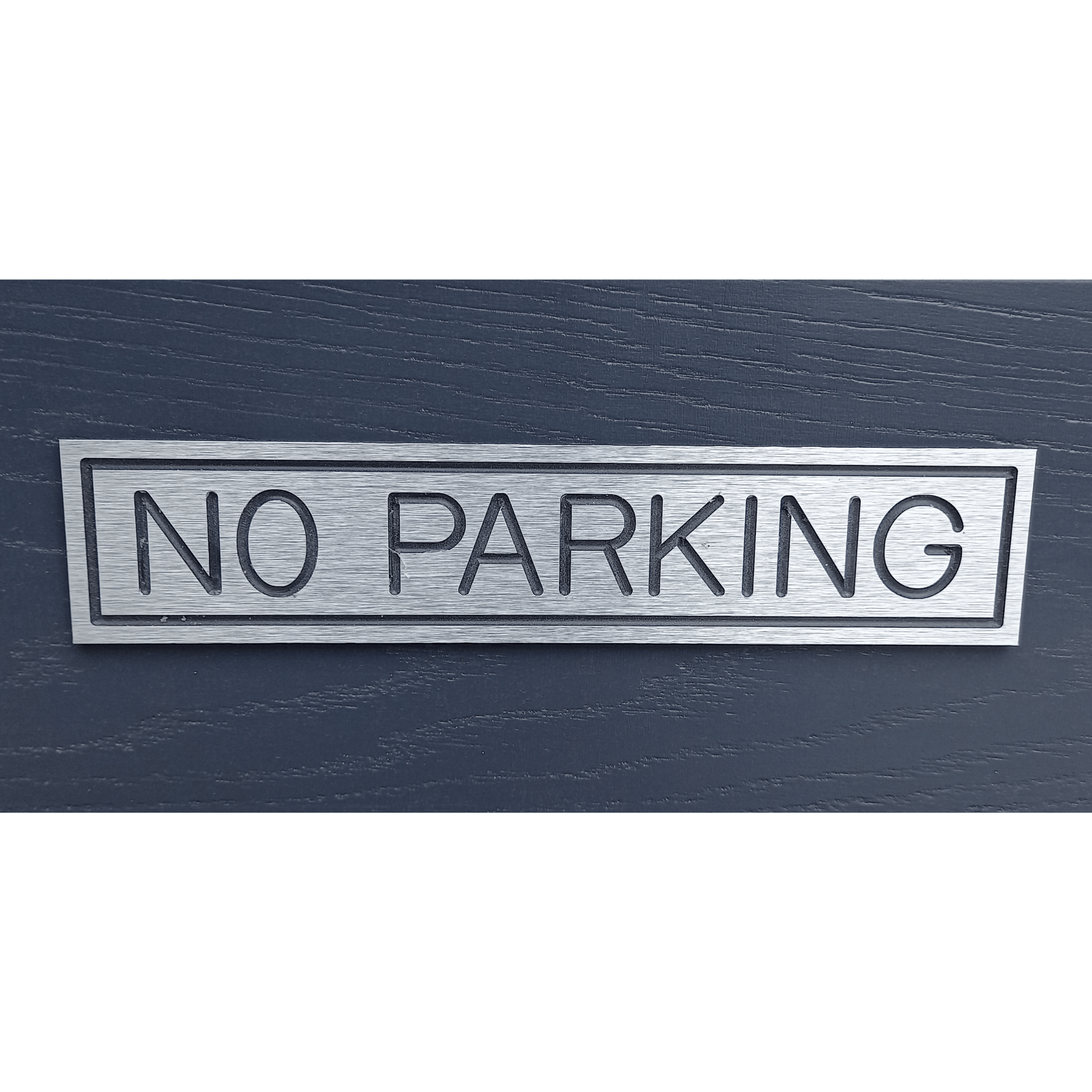Aluminium "No Parking" Sign - Stick On- Brushed Silver - housenumbers.ie