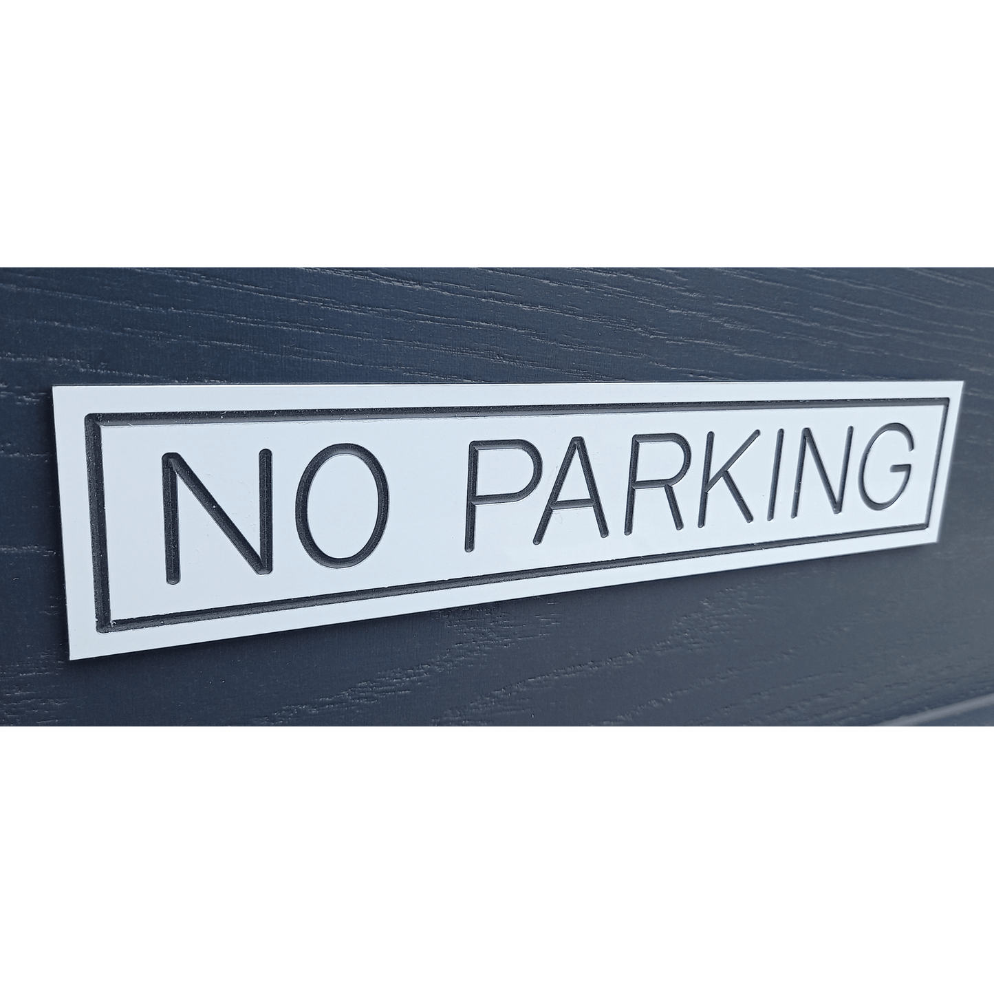 Aluminium "No Parking" Sign - Stick On- White Gloss - housenumbers.ie