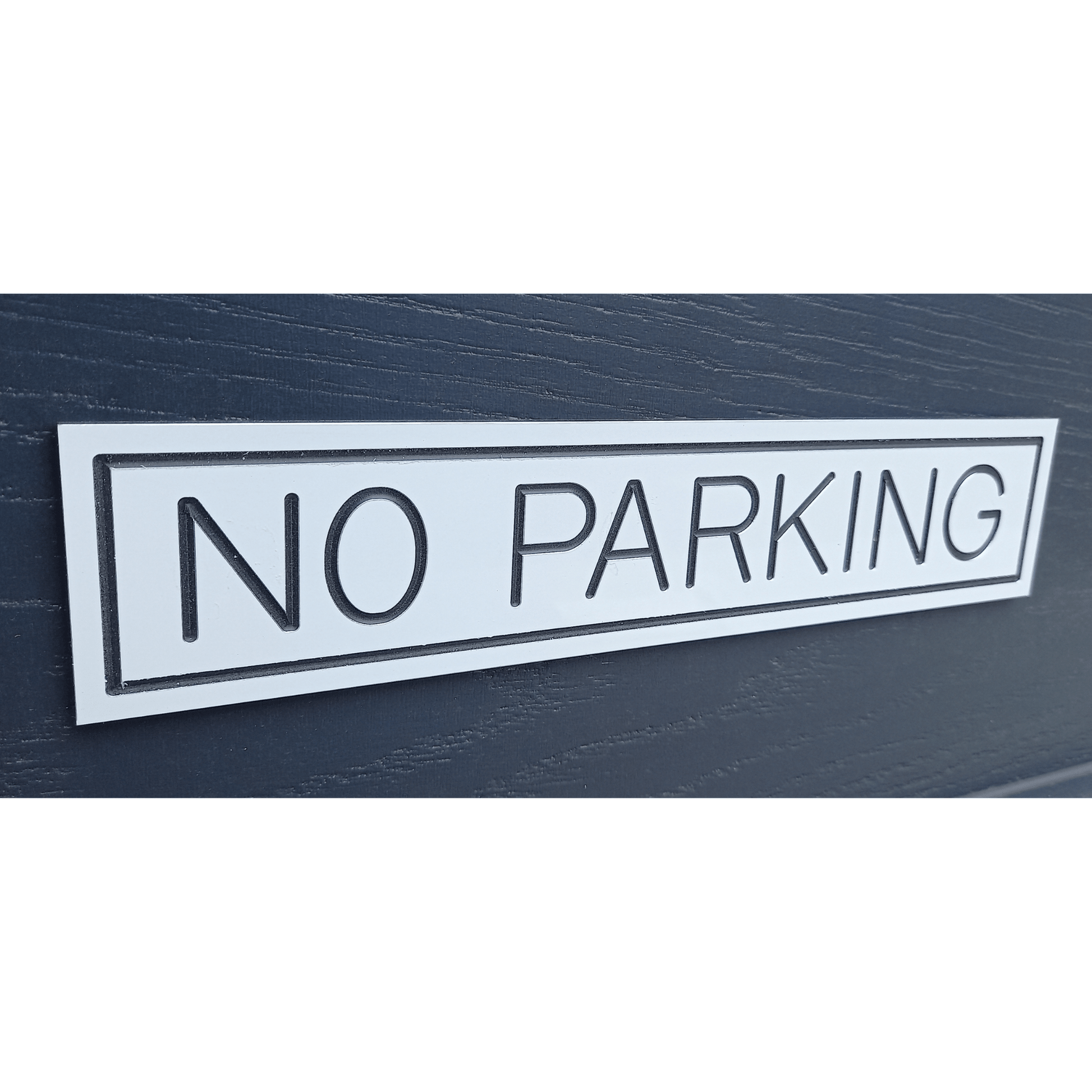 Aluminium "No Parking" Sign - Stick On- White Gloss - housenumbers.ie