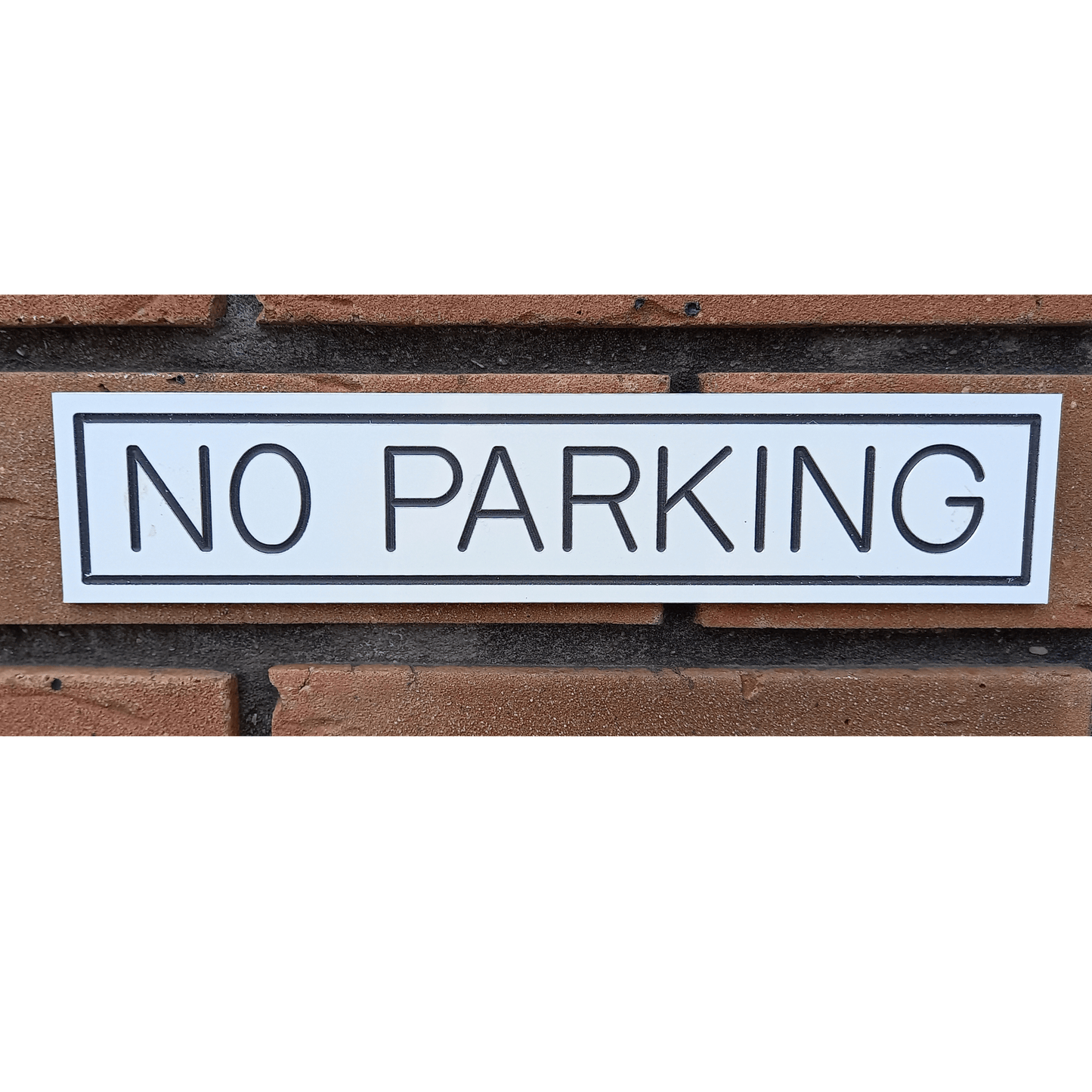 Aluminium "No Parking" Sign - Stick On- White Gloss - housenumbers.ie