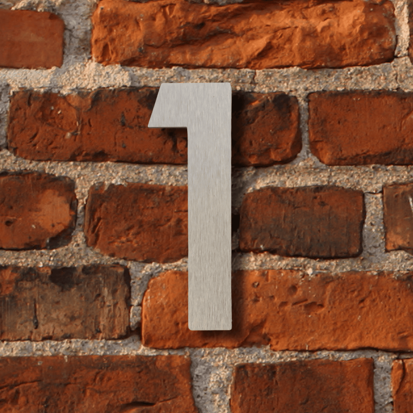 Brushed Silver Floating Number 1 (150mm) | Stainless Steel House Number - housenumbers.ie