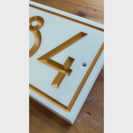 video White Rectangle Corian Sign (200x120mm) with Straight Edge