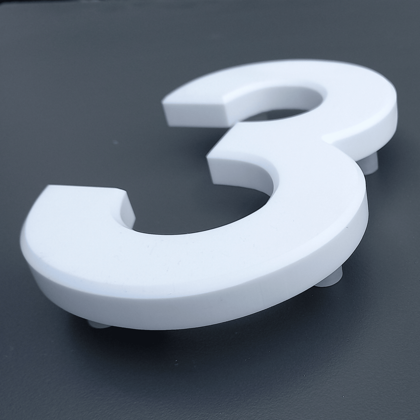 Corian Floating Numbers - White and Grey (150mm high) - housenumbers.ie