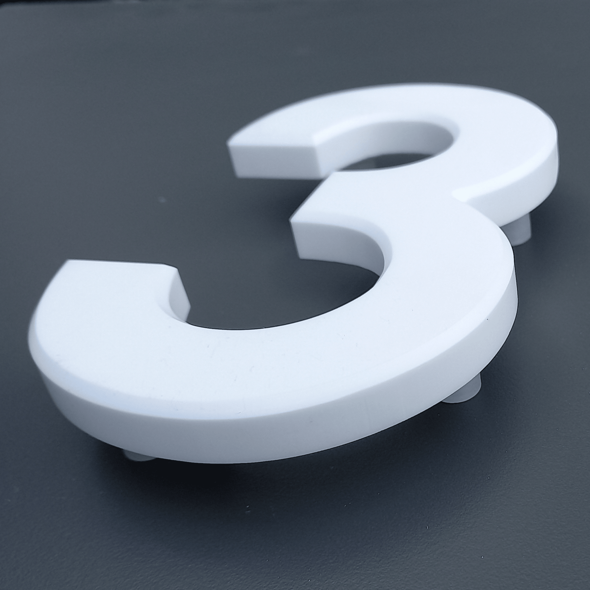 Corian Floating Numbers - White and Grey (150mm high) - housenumbers.ie