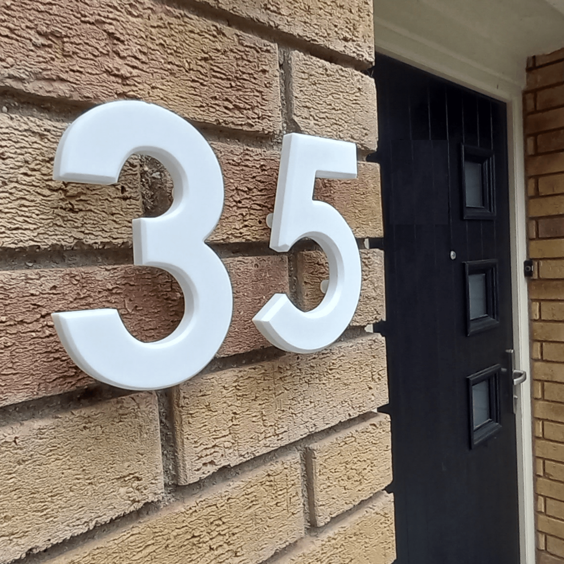 Corian Floating Numbers - White and Grey (150mm high) - housenumbers.ie