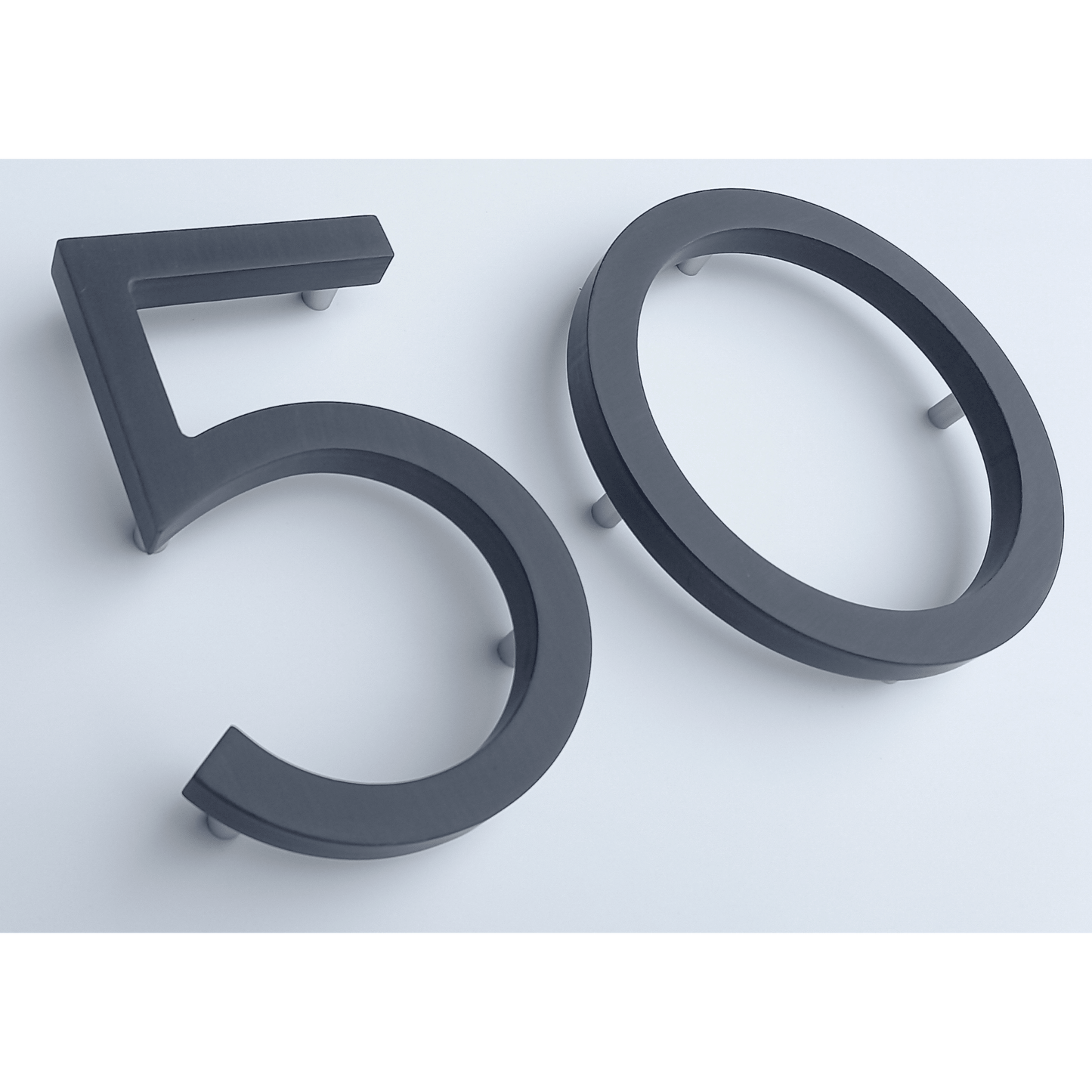 Corian Floating Numbers - White and Grey (150mm high) - housenumbers.ie