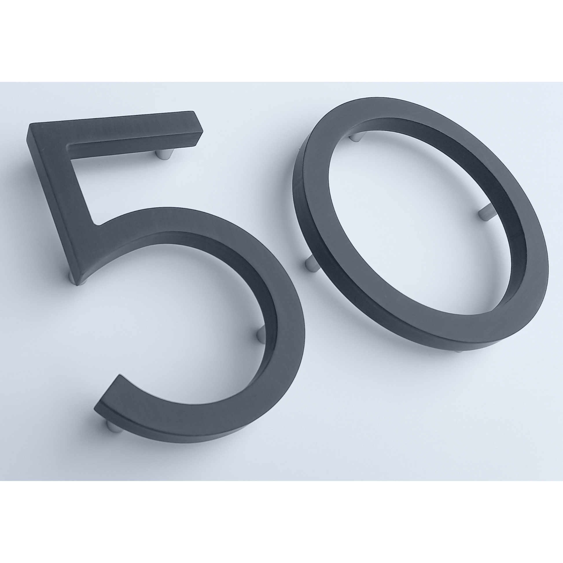 Corian Floating Numbers - White and Grey (150mm high) - housenumbers.ie
