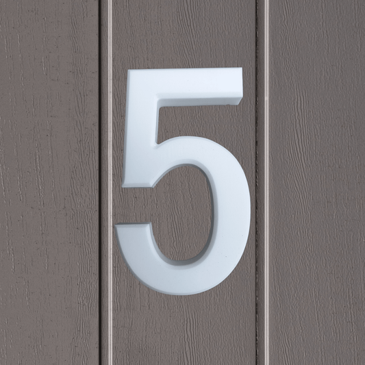 Corian Stick On Numbers - White and Grey (100mm high) - housenumbers.ie