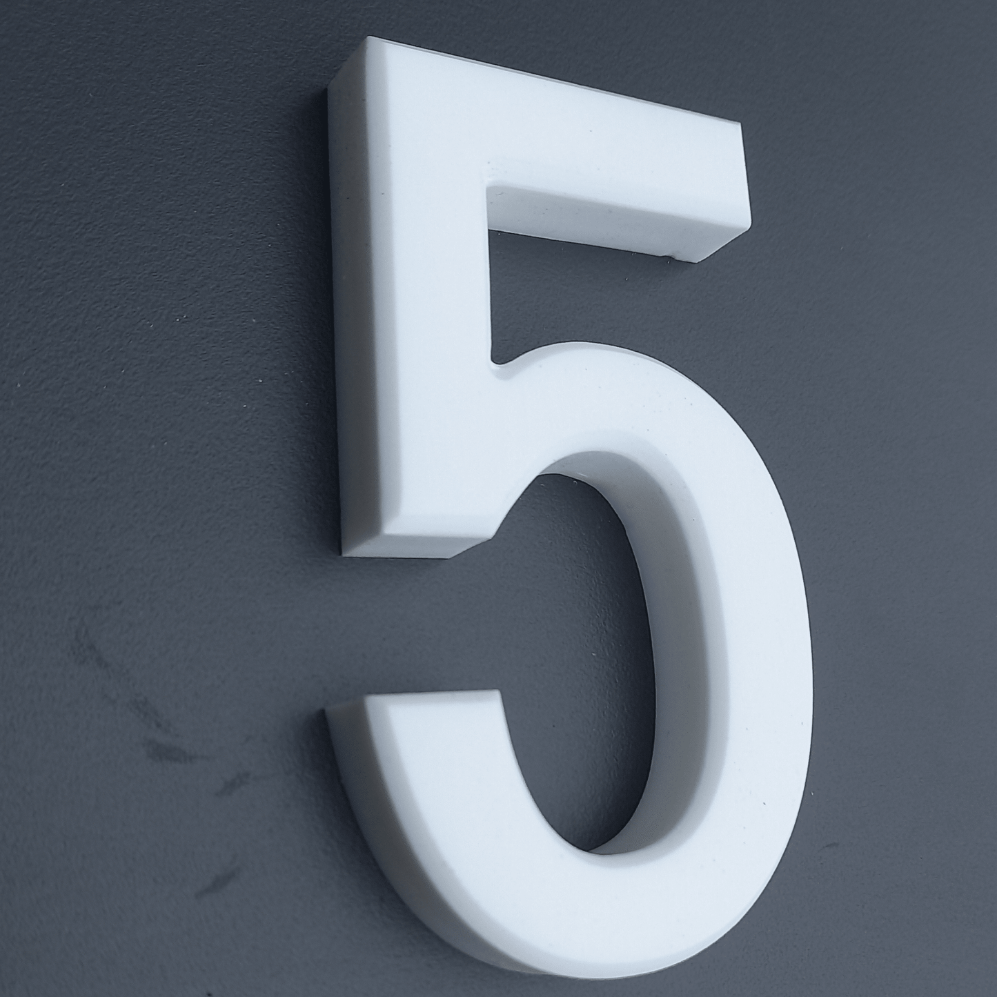 Corian Stick On Numbers - White and Grey (100mm high) - housenumbers.ie