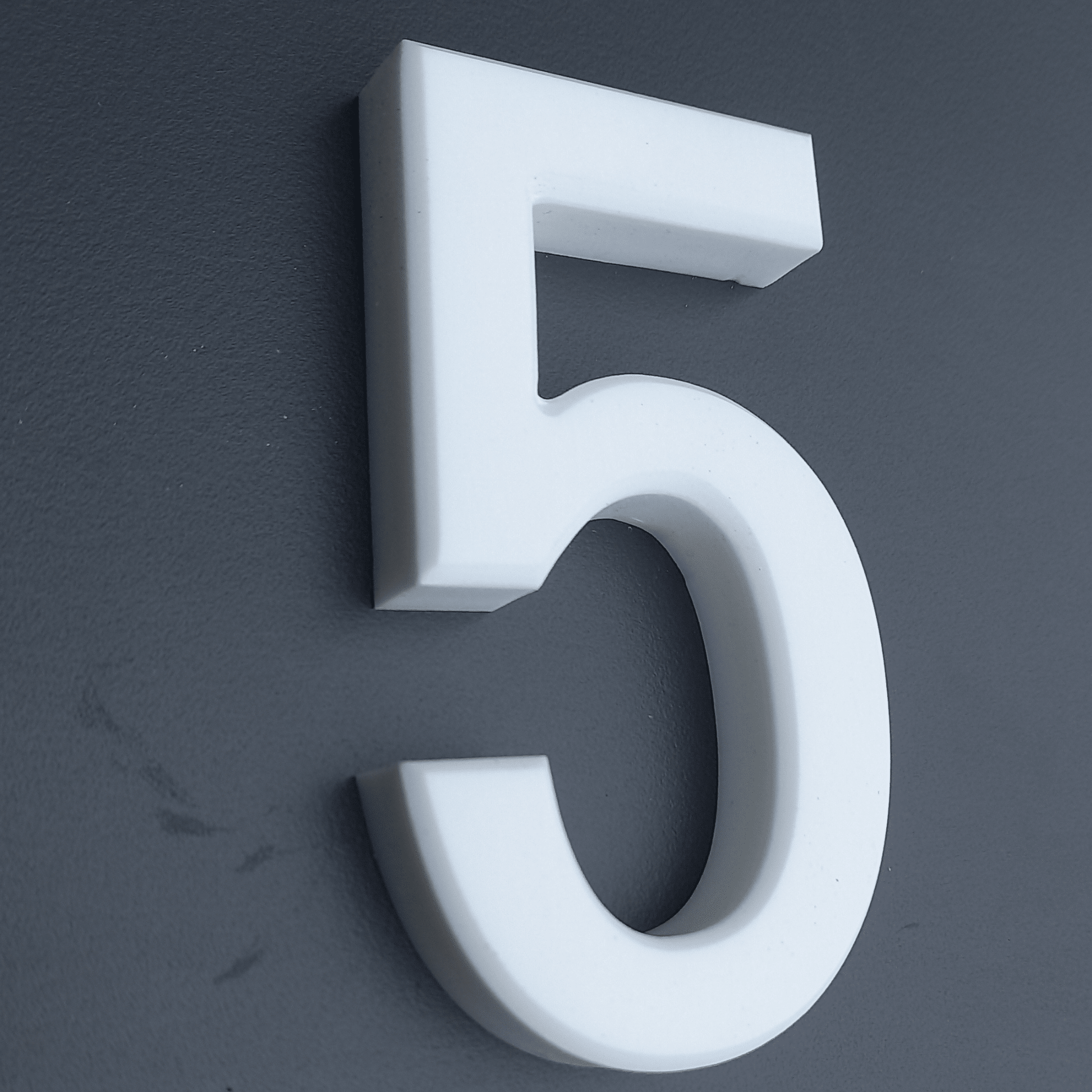 Corian Stick On Numbers - White and Grey (100mm high) - housenumbers.ie