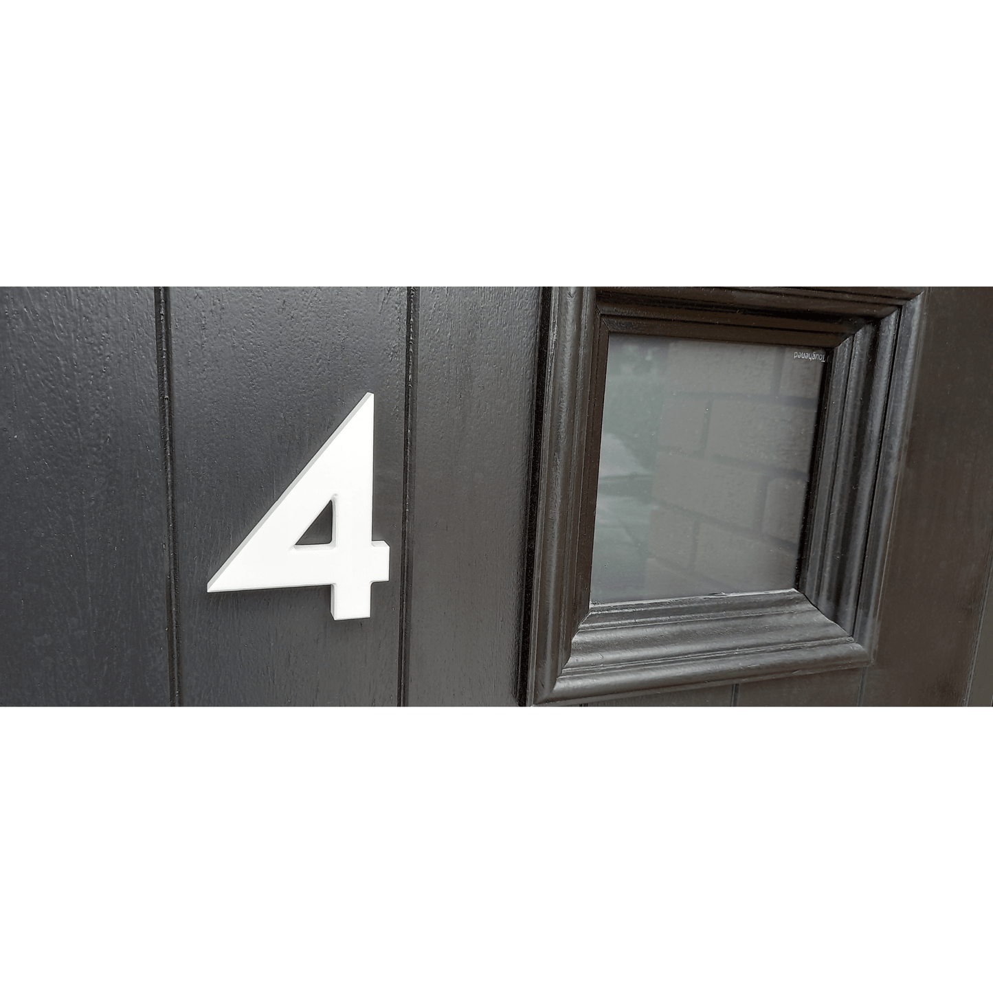 Corian Stick On Numbers - White and Grey (150mm high) - housenumbers.ie