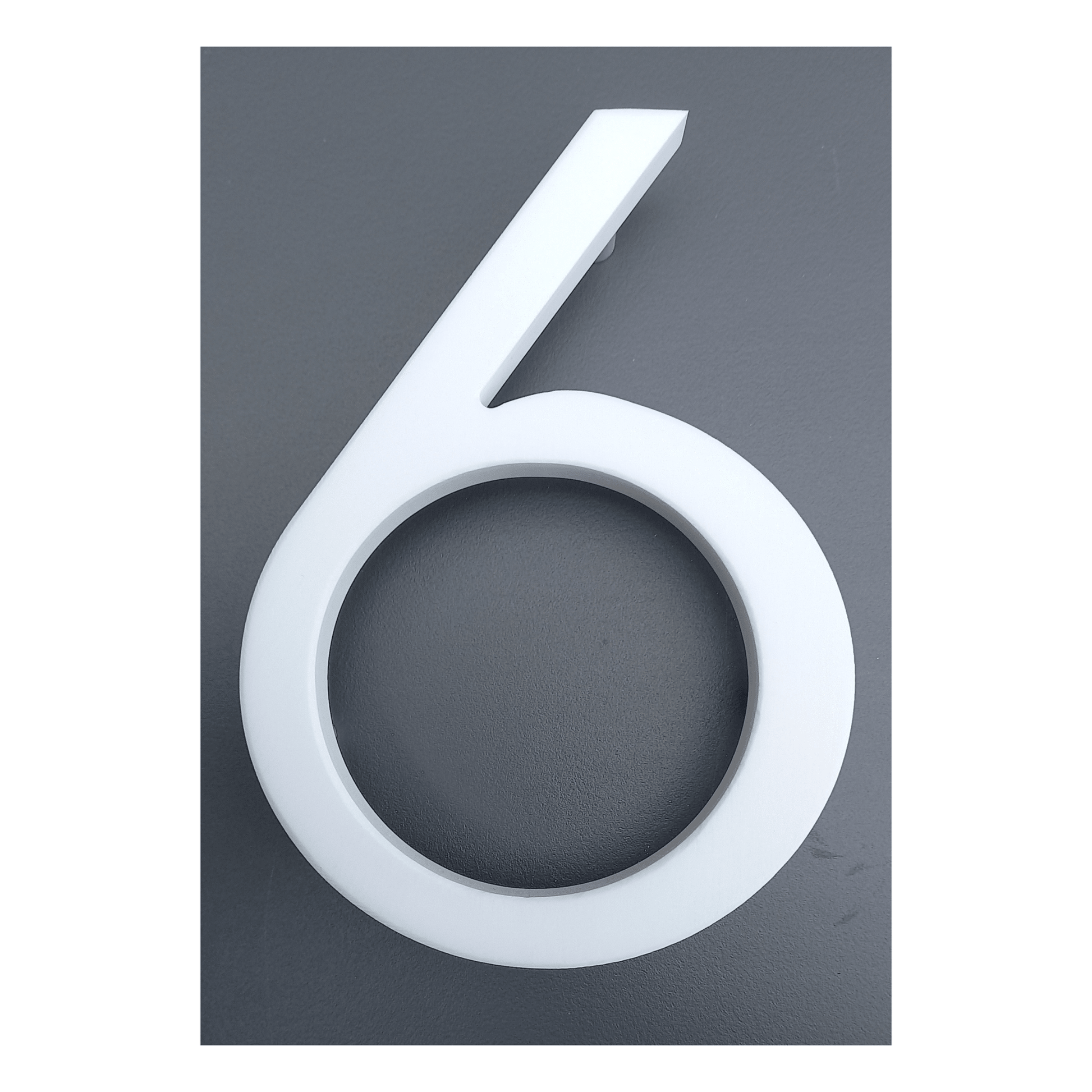 Corian Stick On Numbers - White and Grey (150mm high) - housenumbers.ie