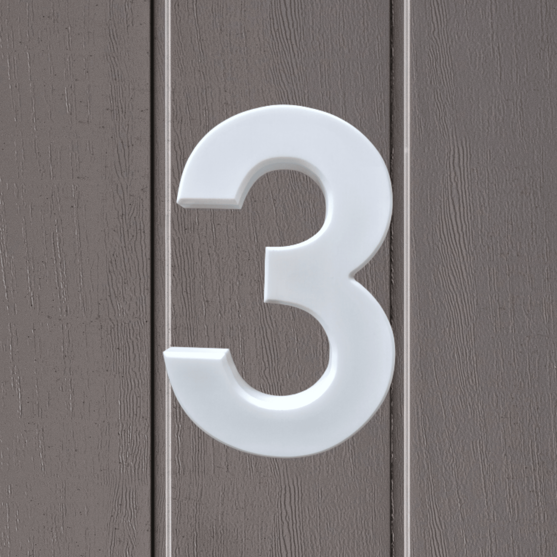 Corian Stick On Numbers - White and Grey (150mm high) - housenumbers.ie