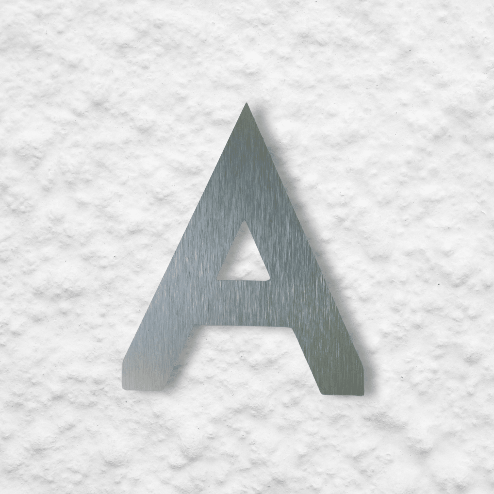 Floating Letter A - Brushed Silver - housenumbers.ie