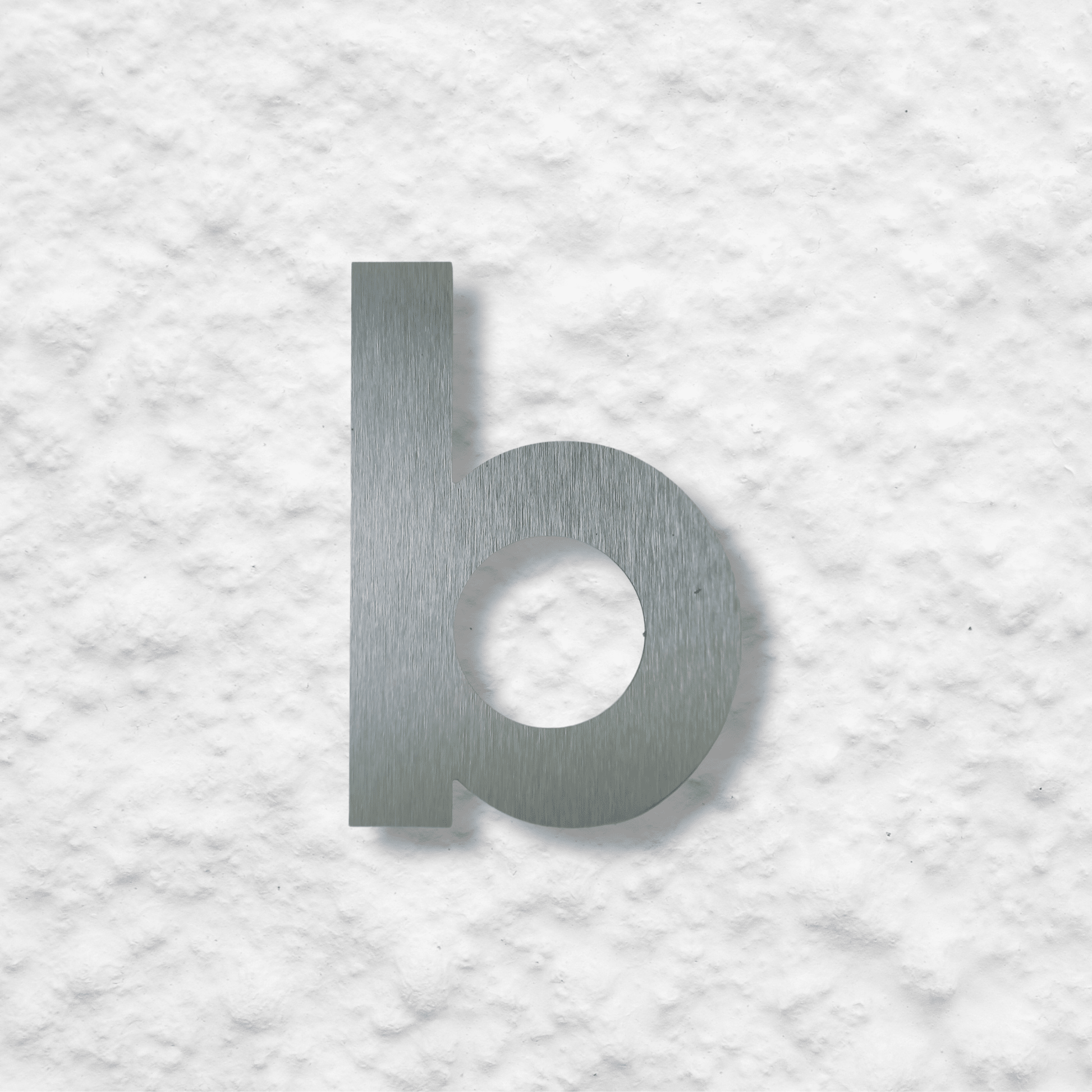 Floating Letter b - Brushed Silver - housenumbers.ie