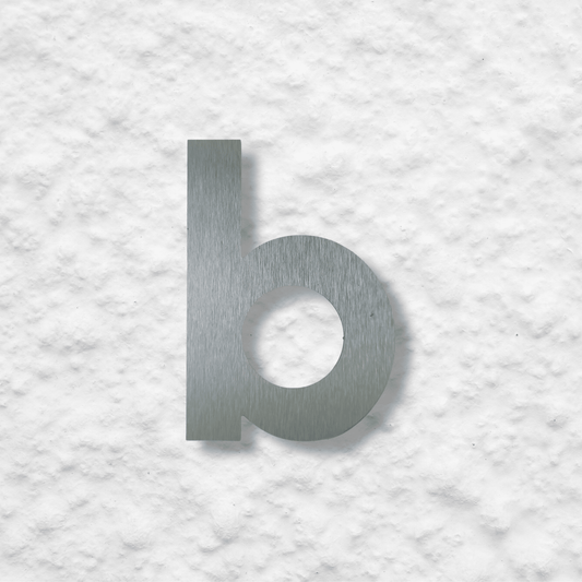 Floating Letter b - Brushed Silver - housenumbers.ie