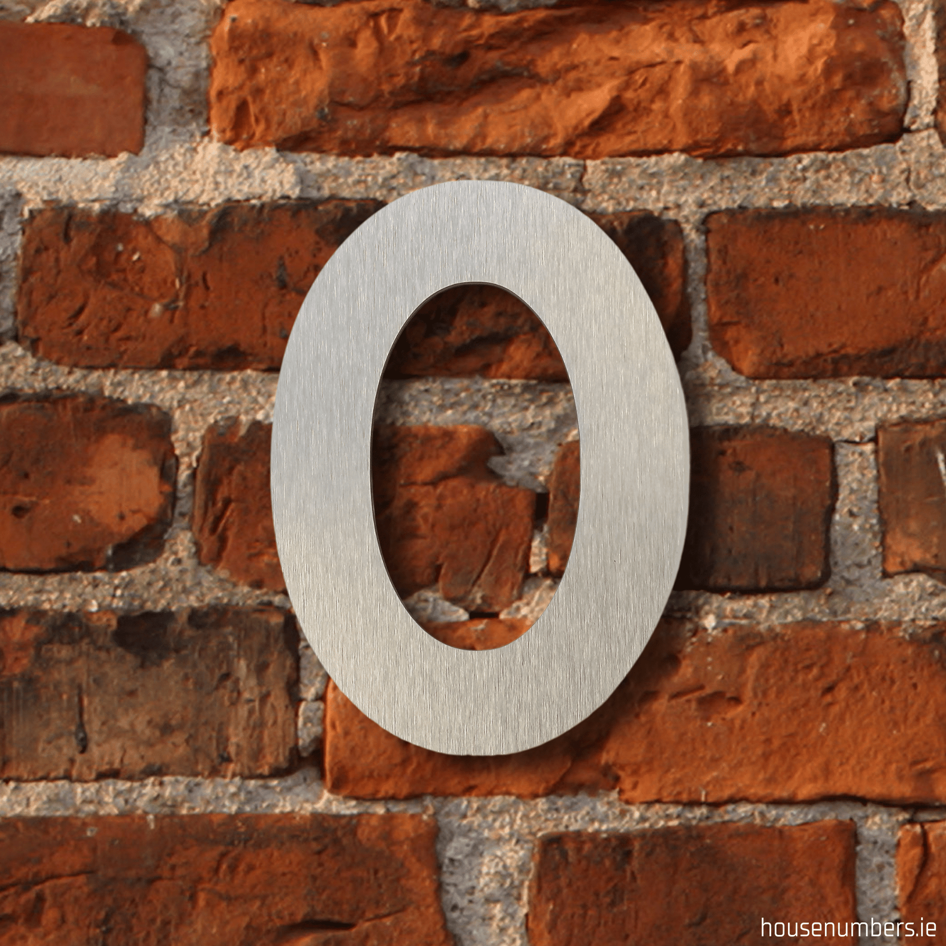 Floating Number 0 - Brushed Silver (150mm high) - housenumbers.ie