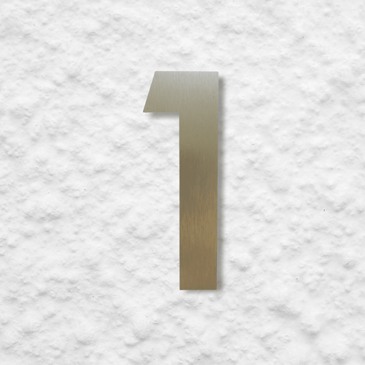 Floating Number 1 - Brushed Gold (150mm high) - housenumbers.ie