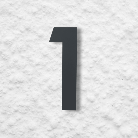 Floating Number 1 - Dark Matt Grey (150mm high) - housenumbers.ie