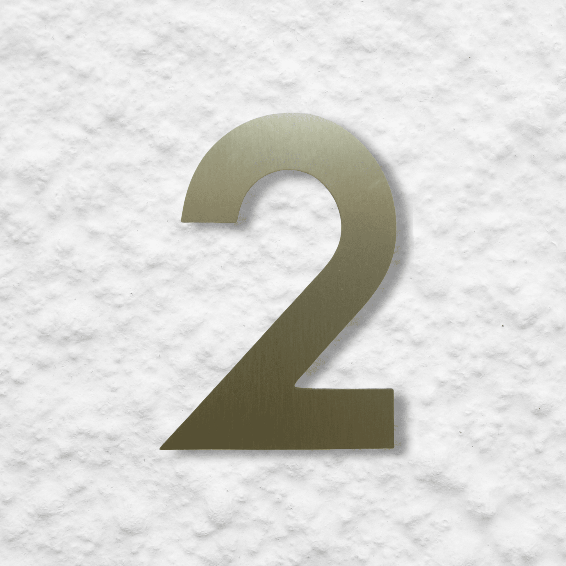 Floating Number 2 - Brushed Gold (150mm high) - housenumbers.ie