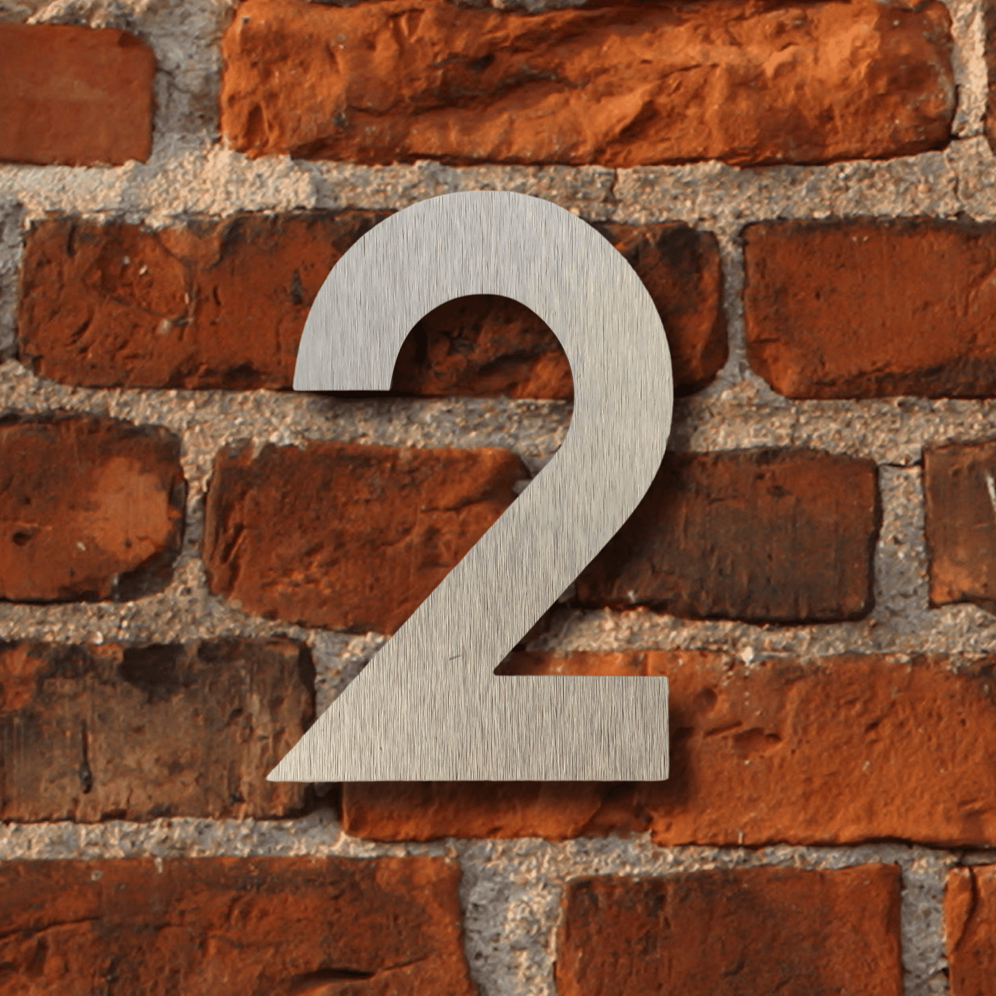 Floating Number 2 - Brushed Silver (150mm high) - housenumbers.ie