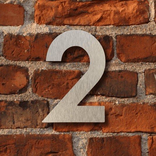 Floating Number 2 - Brushed Silver (150mm high) - housenumbers.ie