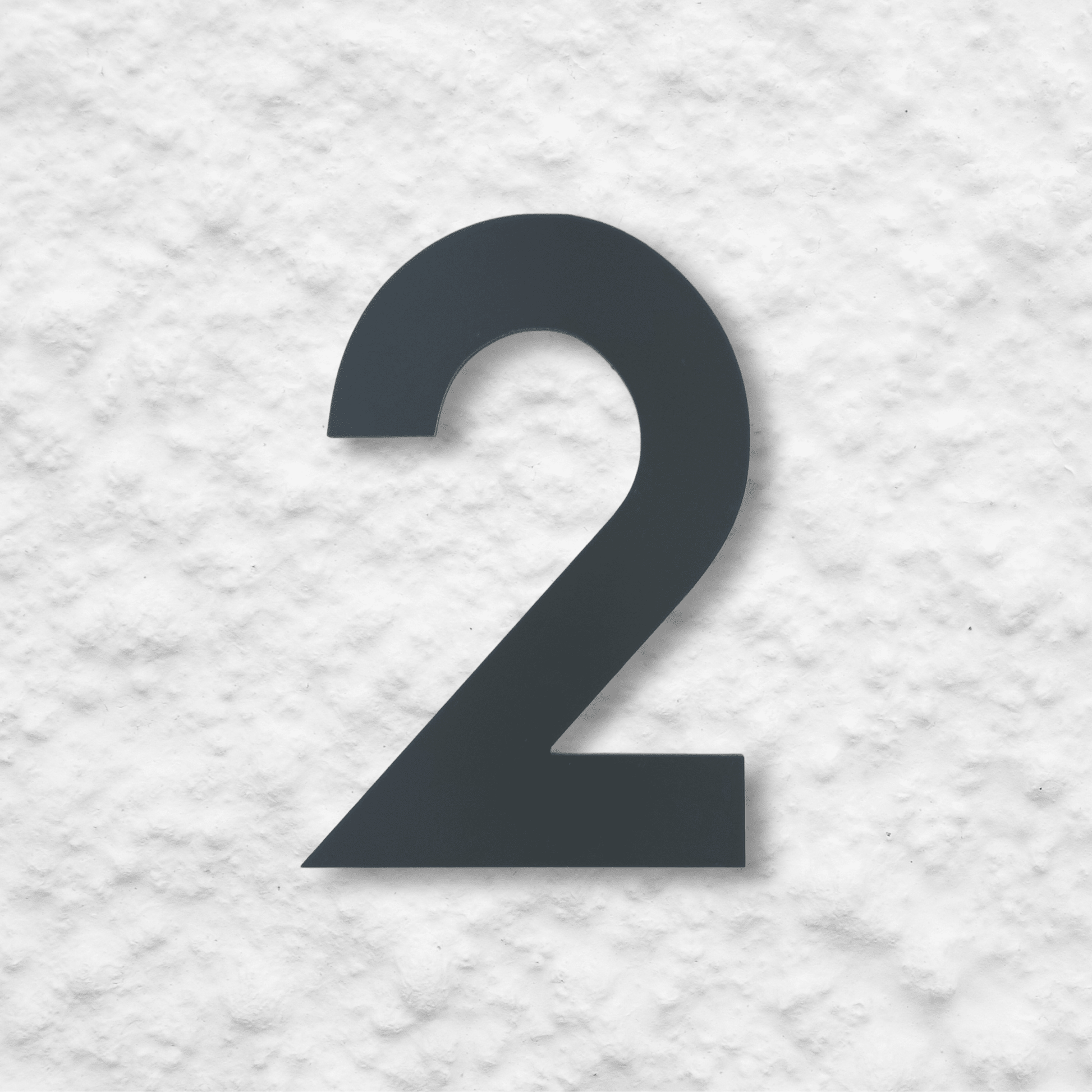 Floating Number 2 - Dark Matt Grey (150mm high) - housenumbers.ie