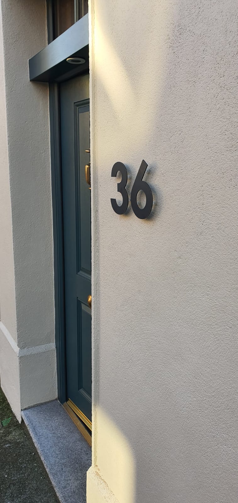 Floating Number 3 - Dark Matt Grey (150mm high) - housenumbers.ie