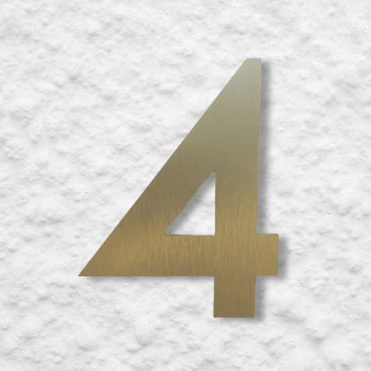Floating Number 4 - Brushed Gold (150mm high) - housenumbers.ie