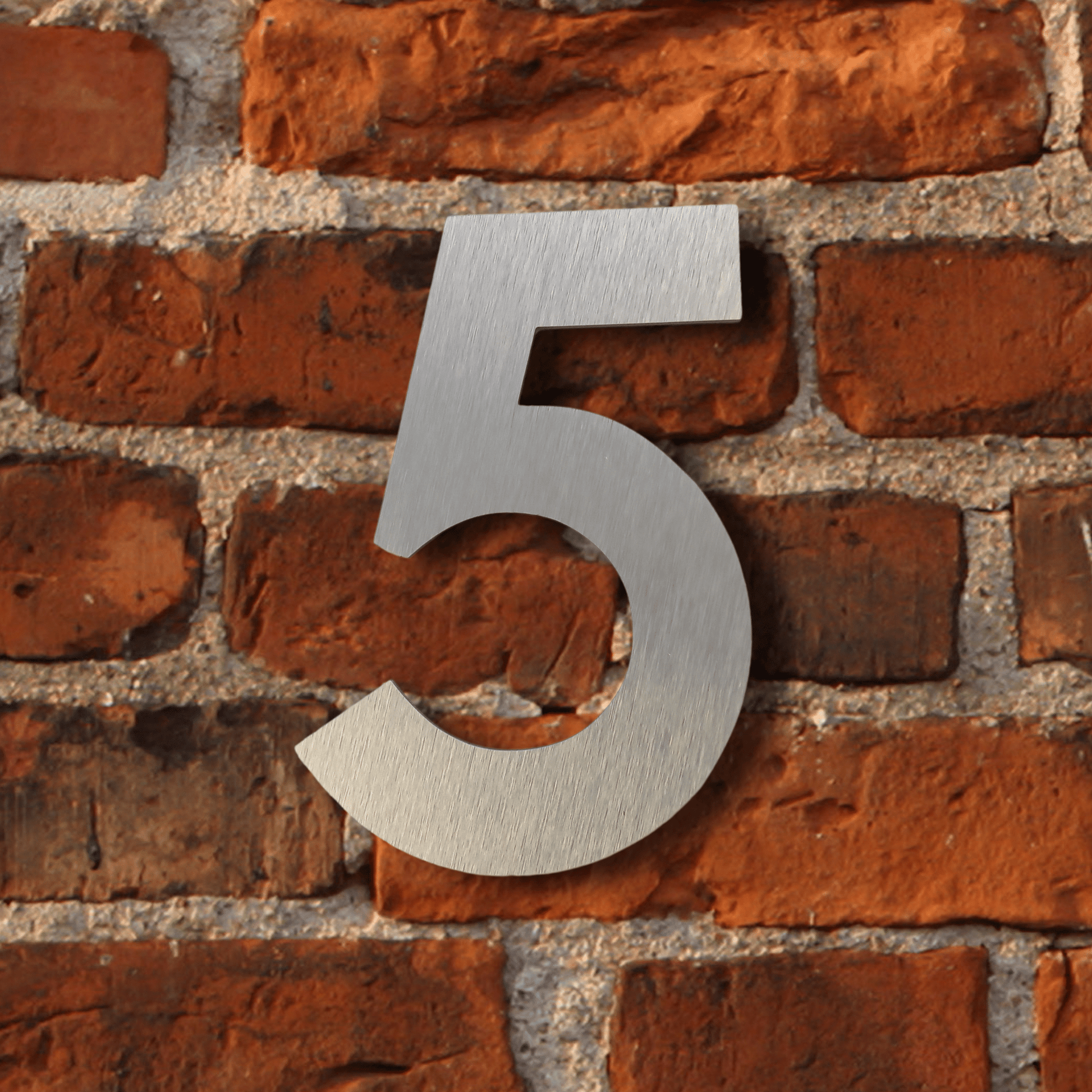 Floating Number 5 - Brushed Silver (150mm High) | Irish House Number - housenumbers.ie