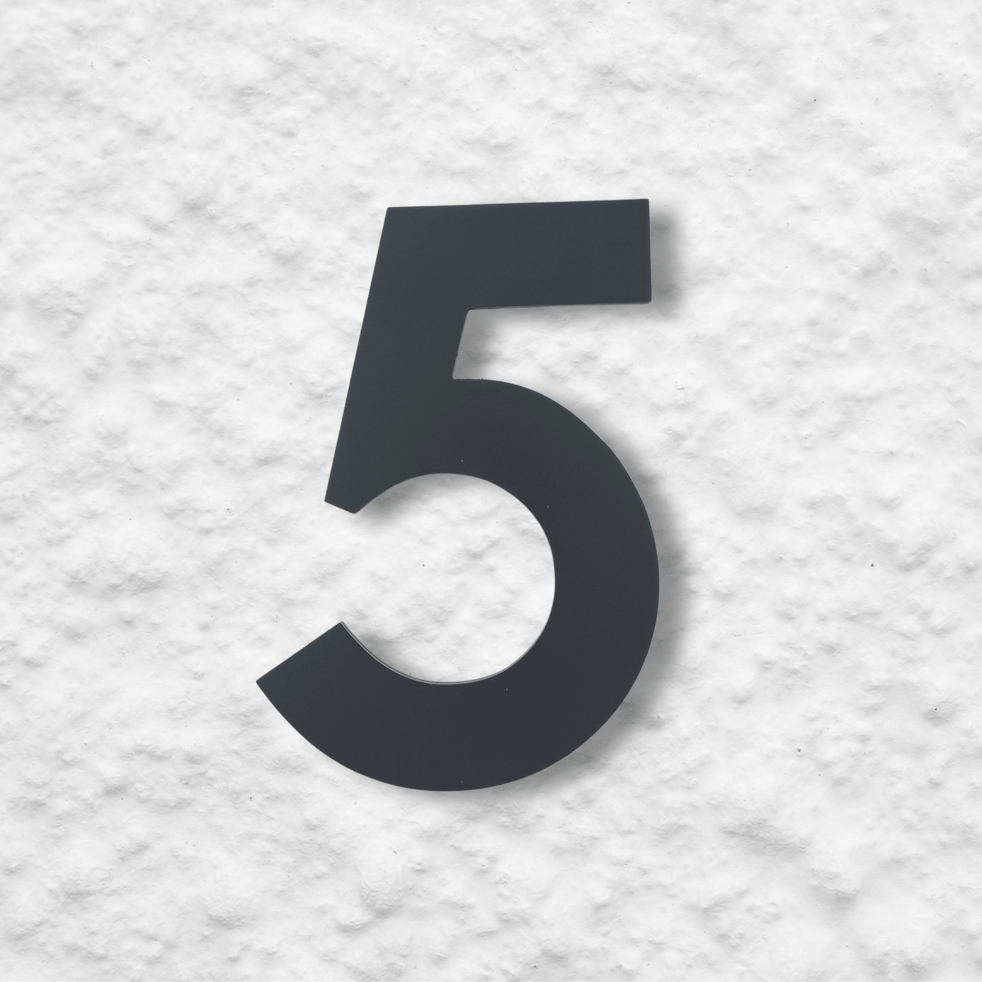 Floating Number 5 - Dark Matt Grey (150mm high) - housenumbers.ie