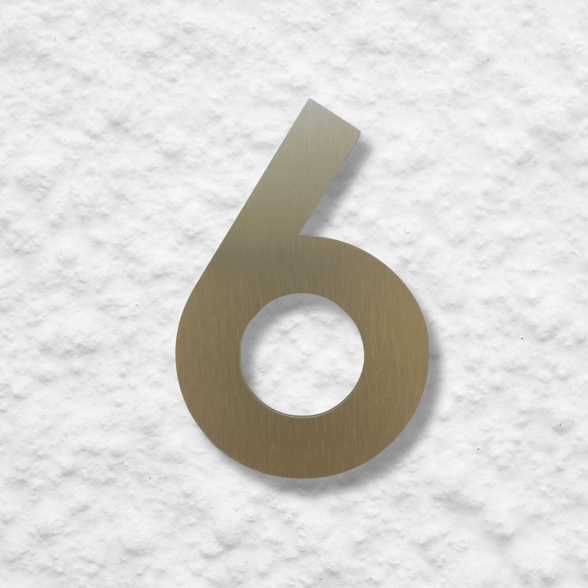 Floating Number 6 - Brushed Gold (150mm high) - housenumbers.ie