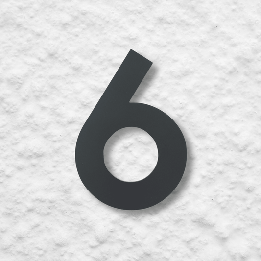 Floating Number 6 - Dark Matt Grey (150mm high) - housenumbers.ie
