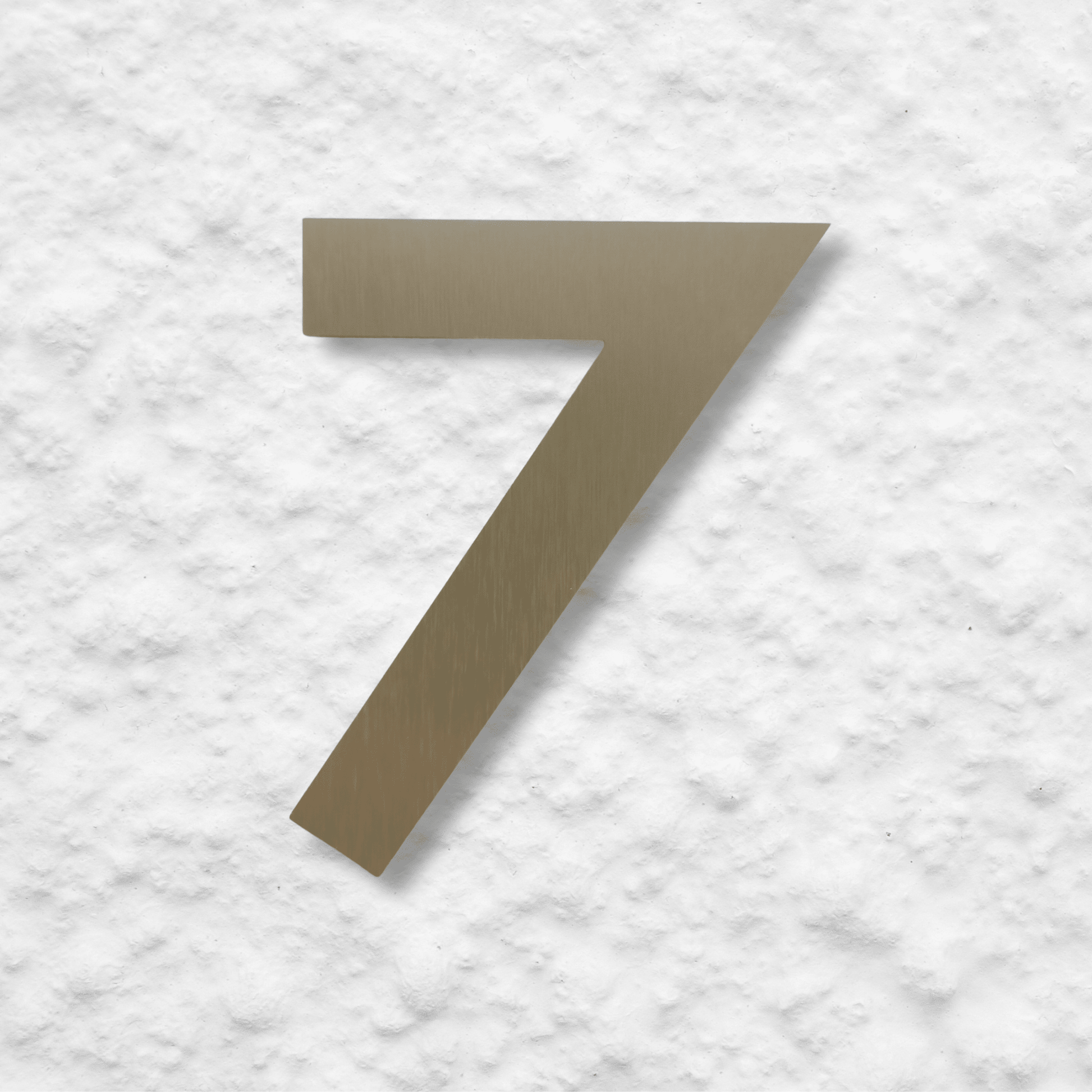 Floating Number 7 - Brushed Gold (150mm high) - housenumbers.ie