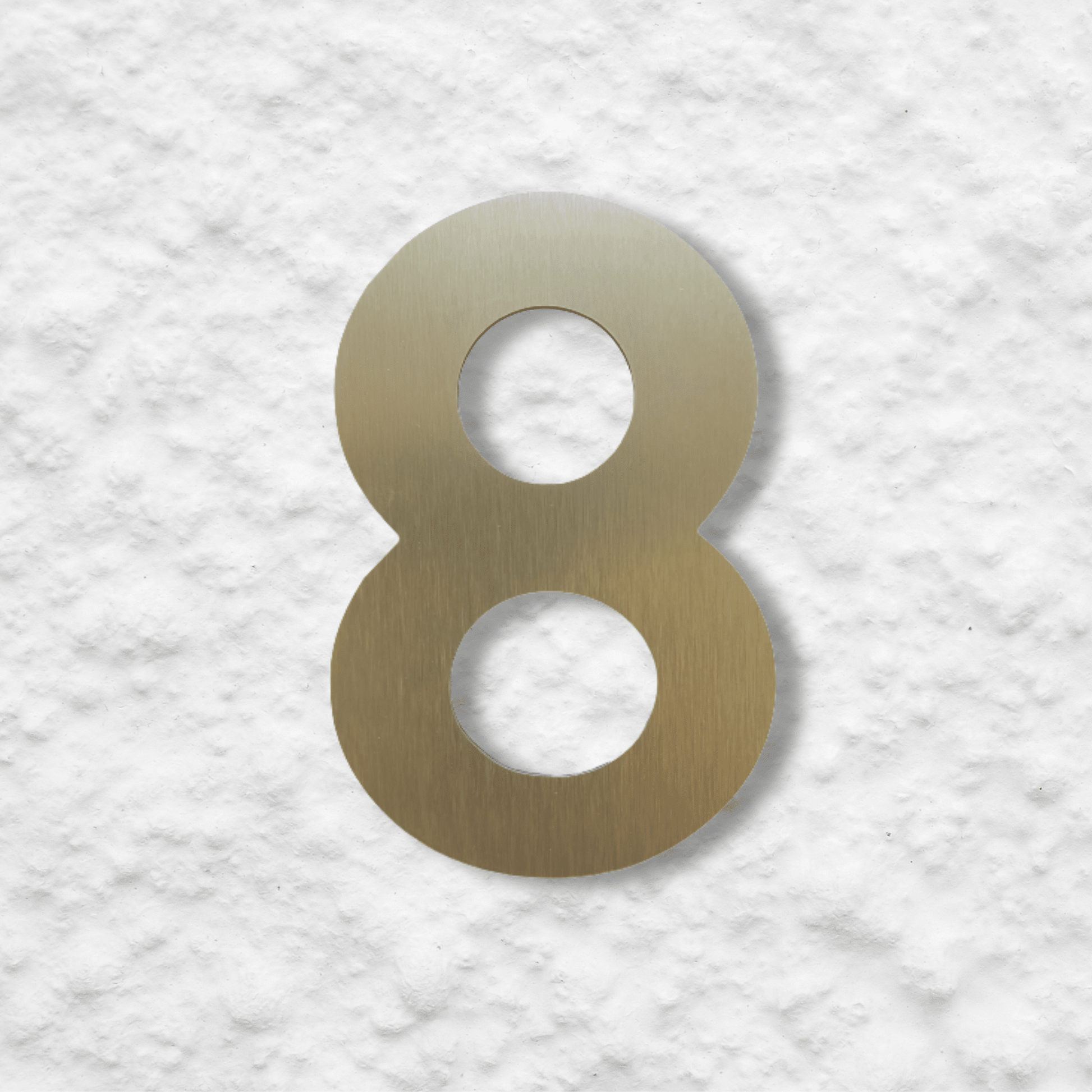 Floating Number 8 - Brushed Gold (150mm high) - housenumbers.ie