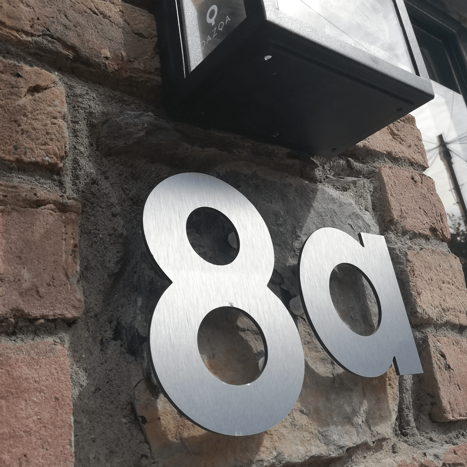Floating Number 8 - Brushed Silver (150mm high) - housenumbers.ie