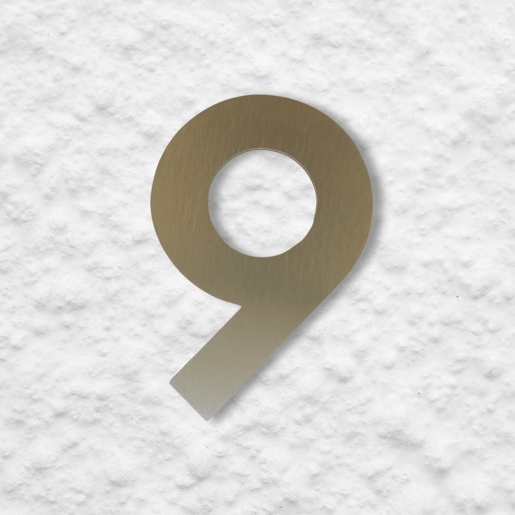 Floating Number 9 - Brushed Gold (150mm high) - housenumbers.ie