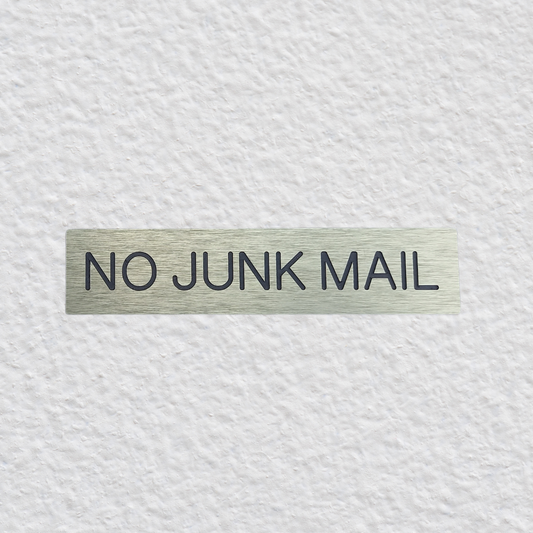 No Junk Mail - Brushed Gold Stick On Sign