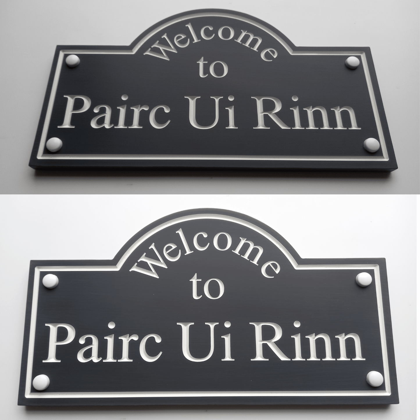 Grey Corian Dome Sign (325x180mm) - housenumbers.ie