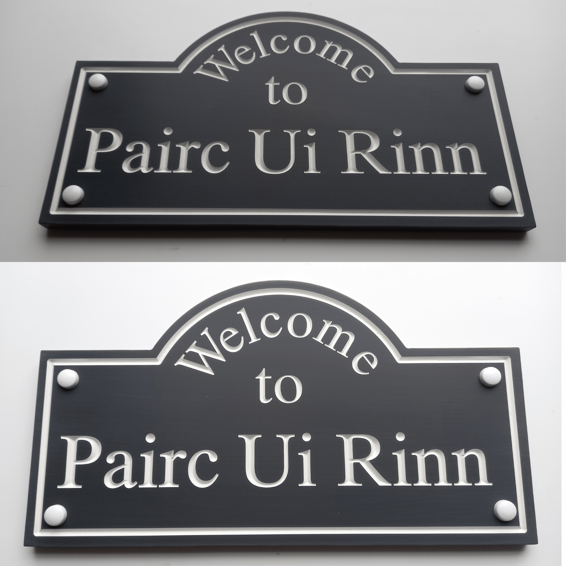 Grey Corian Dome Sign (325x180mm) - housenumbers.ie