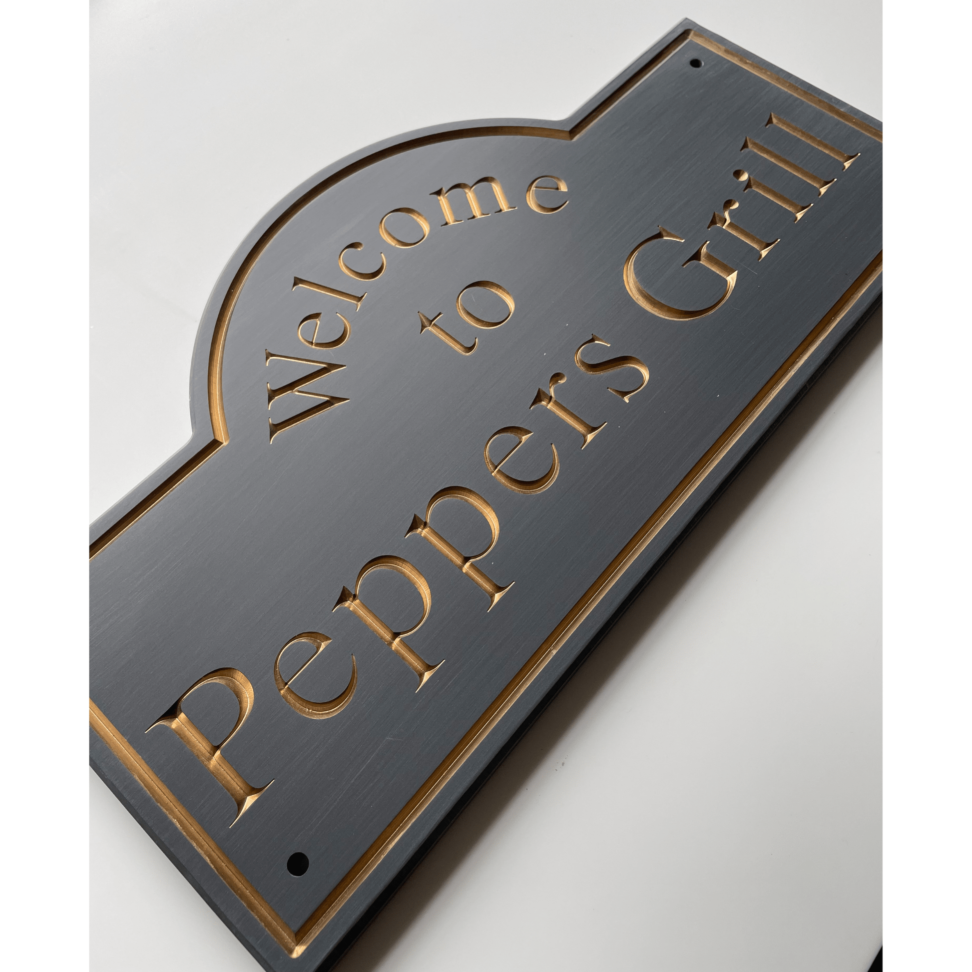 Grey Corian Dome Sign (325x180mm) - housenumbers.ie