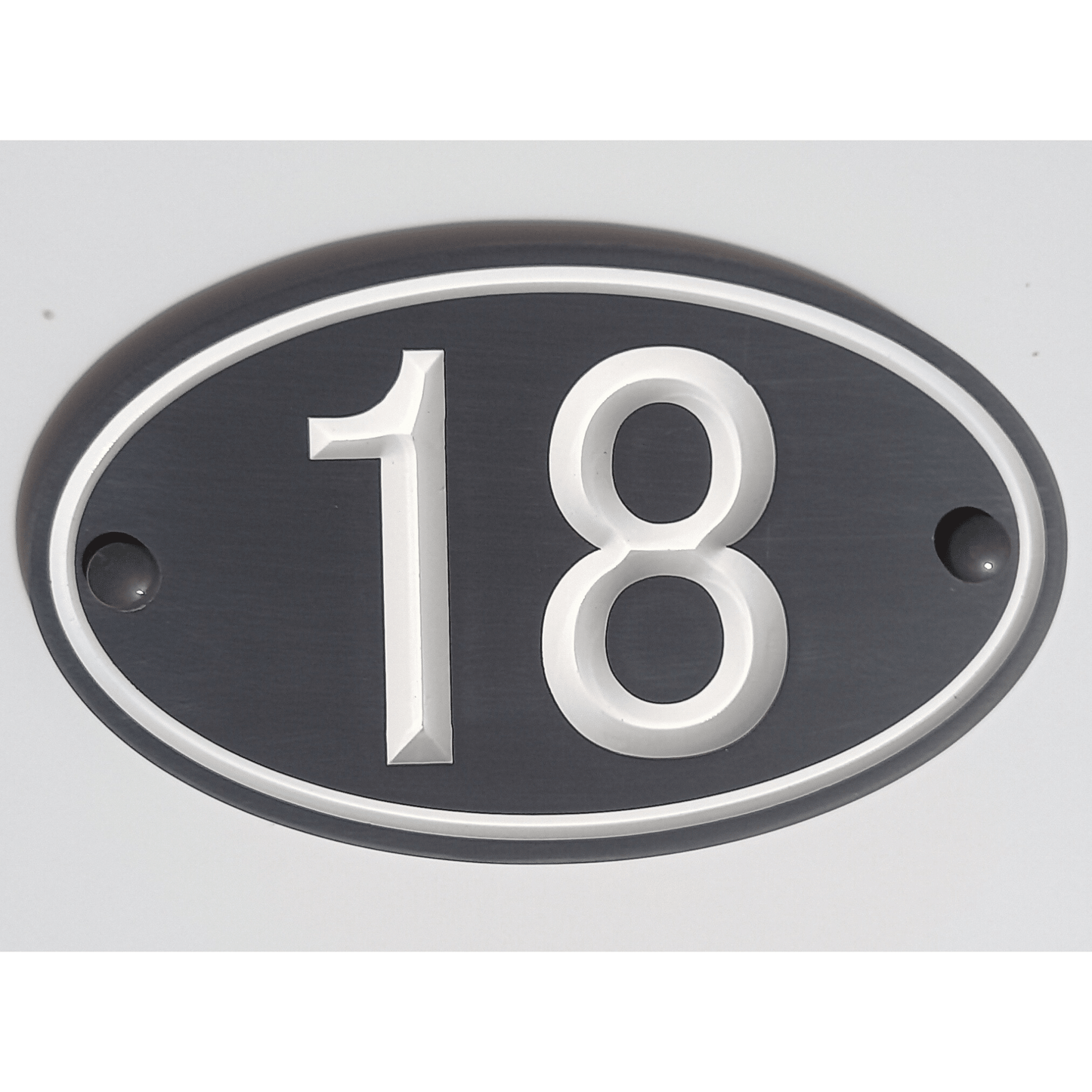 Grey Oval Corian Sign (195x115mm) - housenumbers.ie