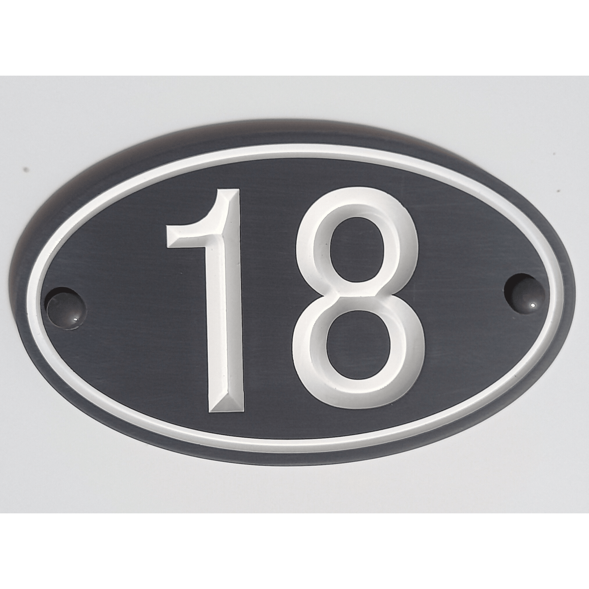 Grey Oval Corian Sign (195x115mm) - housenumbers.ie