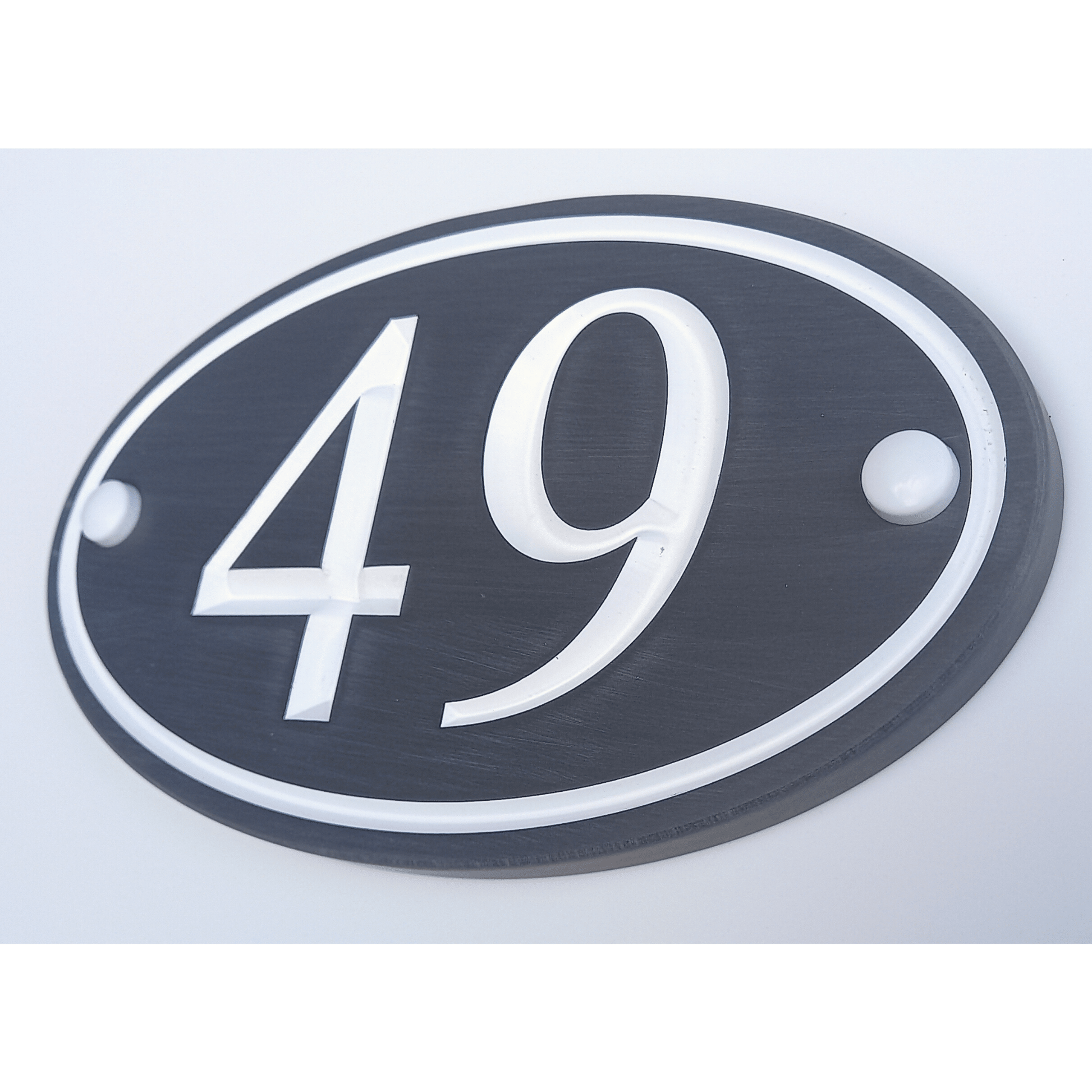 Grey Oval Corian Sign (195x115mm) - housenumbers.ie